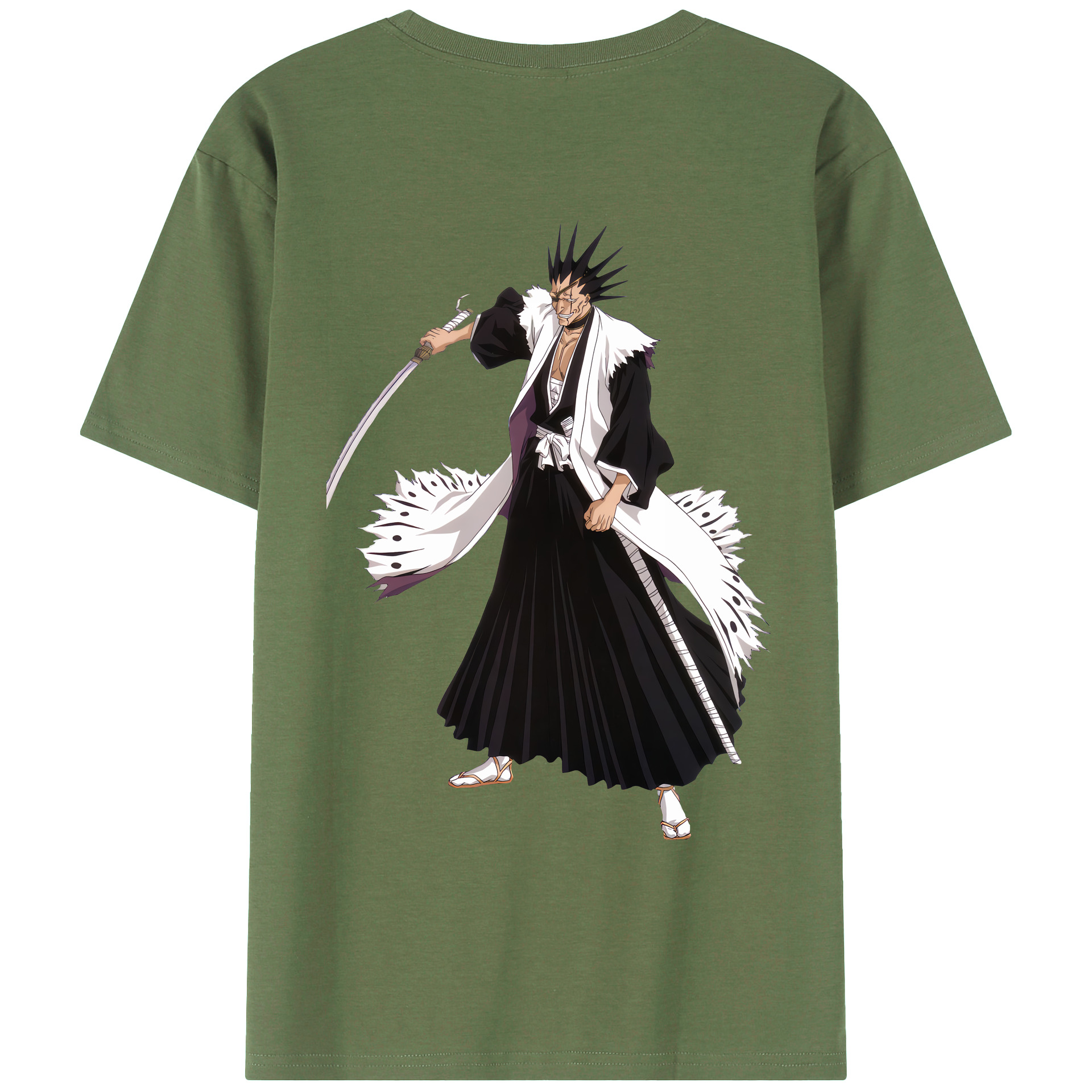 （画像用） ブリーチ ざらき けんぱち BLEACH Zaraki Kenpachi 綿100％ メンズ半袖Tシャツ（バックプリント） 通気性